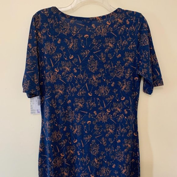 LuLaRoe Julia Dress Navy Floral Print Large Blue - Picture 5 of 9